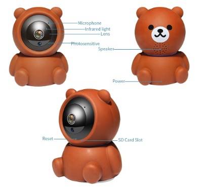 Bear Camera1080P Wifi IP Camera Auto Tracking IR Night Vision Home Security Camera - Imagen 2