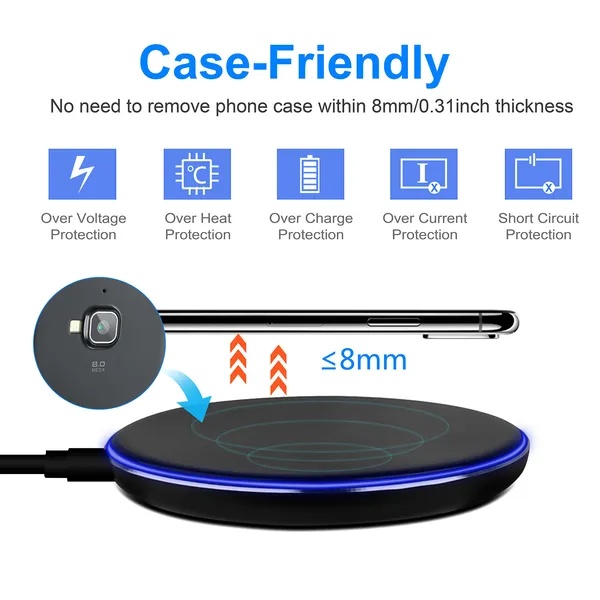 Wireless Charger Qi-Certified Ultra-Slim 5W Charging Pad For IPhone XS MAX/XR/XS/X/ 8/8 Plus - Imagen 5
