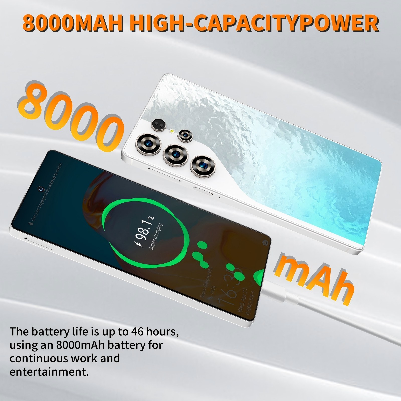 C26 Ultra 5G Unlocked Smartphone, 8GB RAM 256GB Storage Android 15 Cell Phone, 6.9inch FHD Display, 8000mAh Long Battery, Dual SIM, Face & Fingerprint Unlock, GPS, Built-in Stylus - Imagen 5