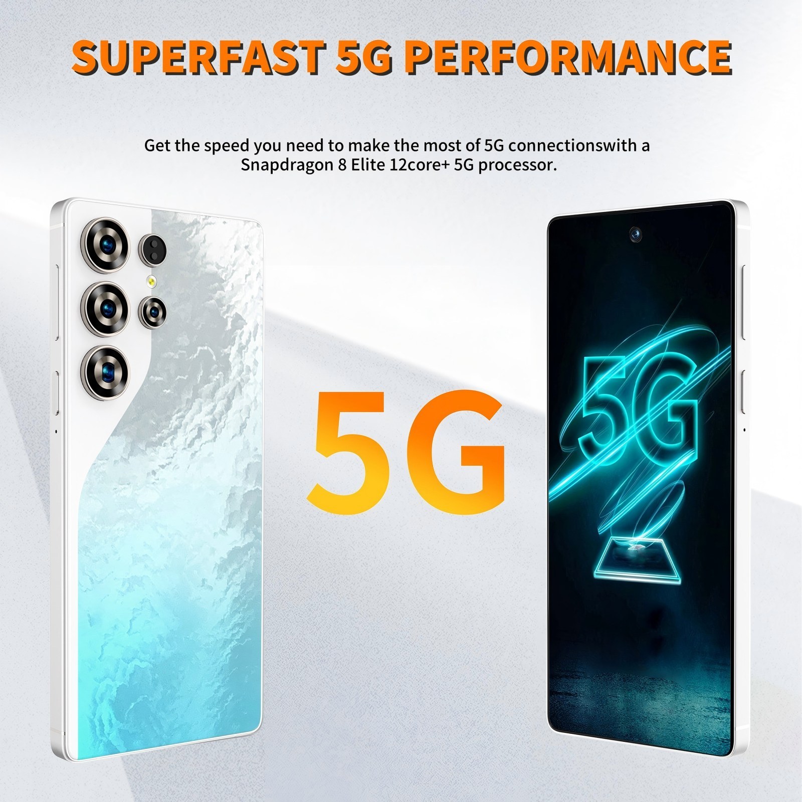 C26 Ultra 5G Unlocked Smartphone, 8GB RAM 256GB Storage Android 15 Cell Phone, 6.9inch FHD Display, 8000mAh Long Battery, Dual SIM, Face & Fingerprint Unlock, GPS, Built-in Stylus - Imagen 6