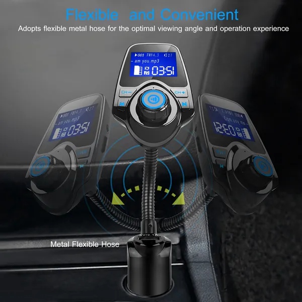 Car Wireless FM Transmitter Fast USB Charge Hands-free Call Car MP3 Player AUX Input - Imagen 4
